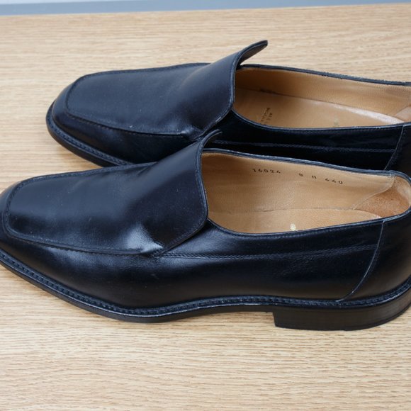 Gravati Leather Slip On Loafers Dress Shoes Black 8M Italy